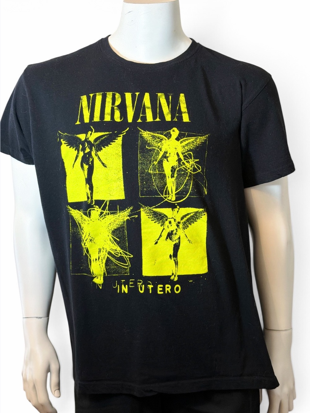 Nirvana In Utero Shirt Size XL Yellow Band Graphic Official Merchandise